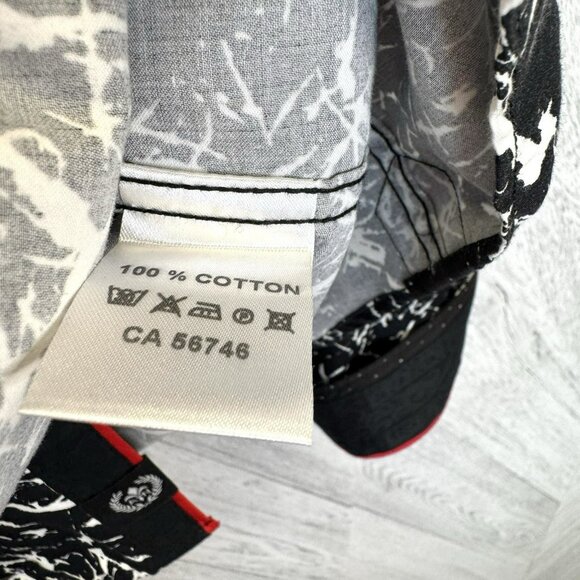 Au Noir Long Sleeve Shirt Black Geometric Allover Print Mens XL (5) Flip Cuff - Picture 5 of 6